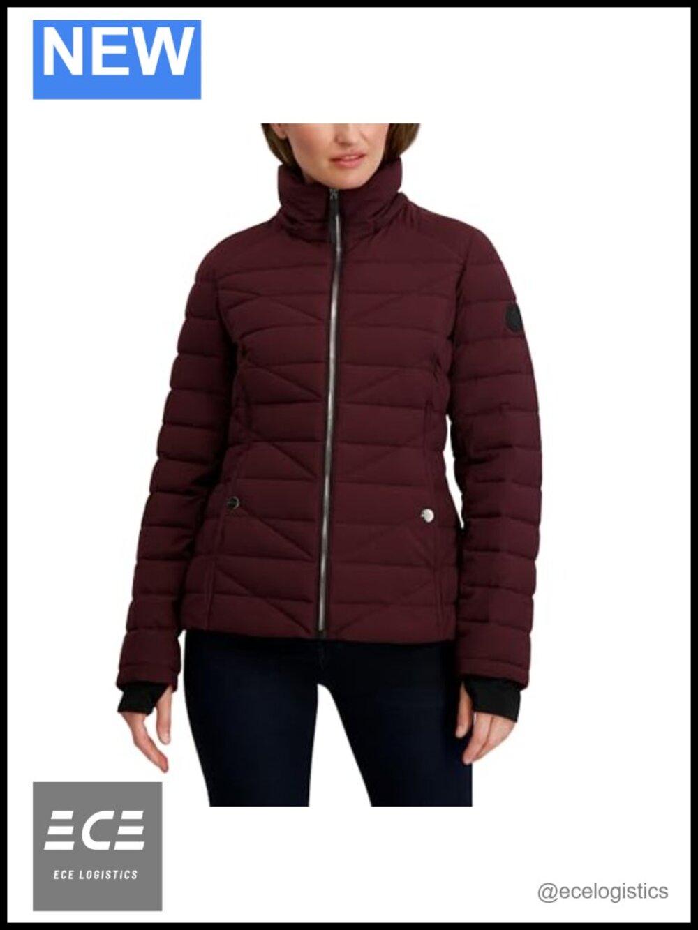 Womens Faux Fur Trim Hooded Midweight Puffer Jacket Water Resistant